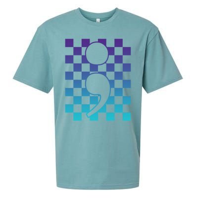 Semicolon Tal Health Matters Awareness Retro Checkered Cool Gift Sueded Cloud Jersey T-Shirt