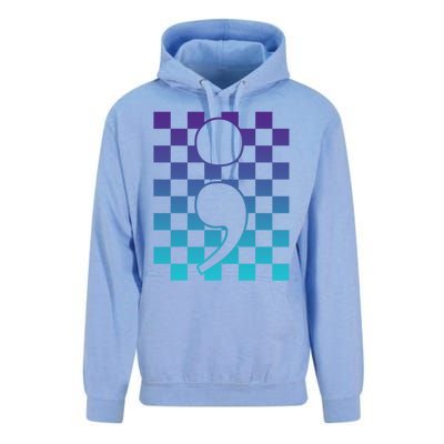 Semicolon Tal Health Matters Awareness Retro Checkered Cool Gift Unisex Surf Hoodie