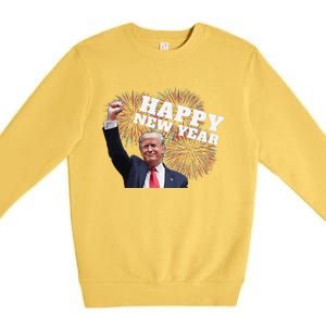 Sarcastic Trump Happy New Year 2025 Fireworks Director White Premium Crewneck Sweatshirt