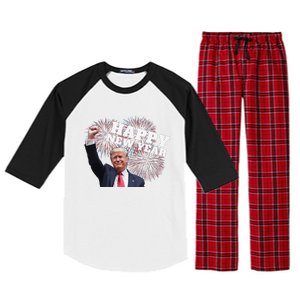 Sarcastic Trump Happy New Year 2025 Fireworks Director White Raglan Sleeve Pajama Set