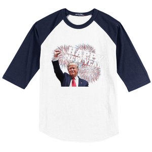 Sarcastic Trump Happy New Year 2025 Fireworks Director White Baseball Sleeve Shirt