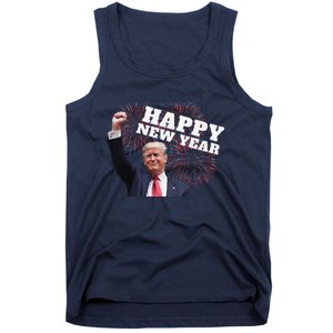 Sarcastic Trump Happy New Year 2025 Fireworks Director White Tank Top