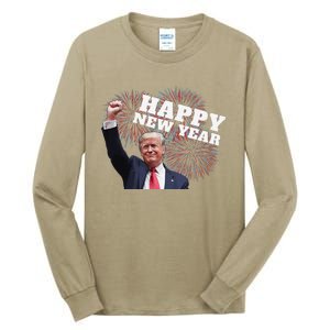 Sarcastic Trump Happy New Year 2025 Fireworks Director White Tall Long Sleeve T-Shirt