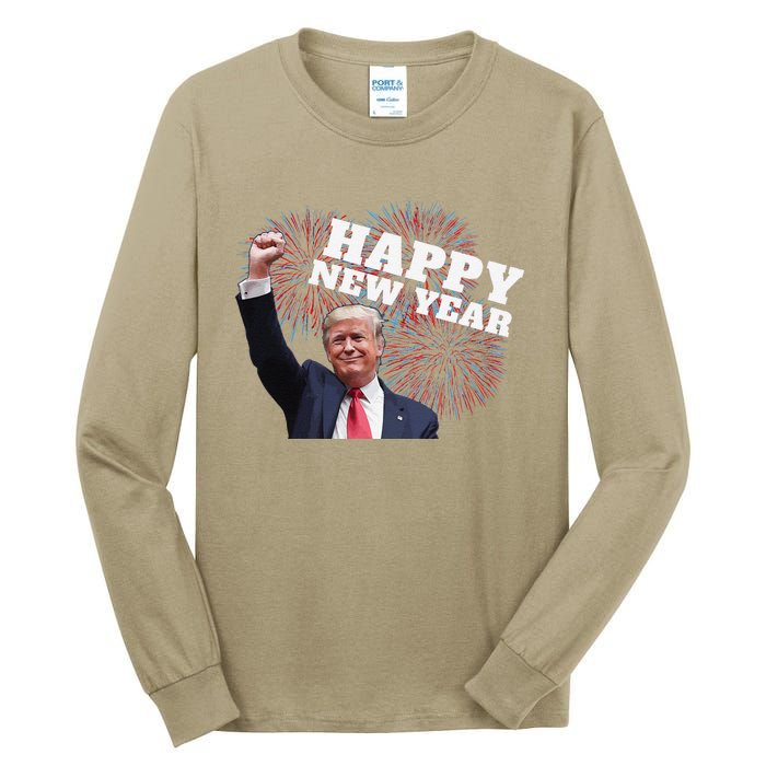 Sarcastic Trump Happy New Year 2025 Fireworks Director White Tall Long Sleeve T-Shirt