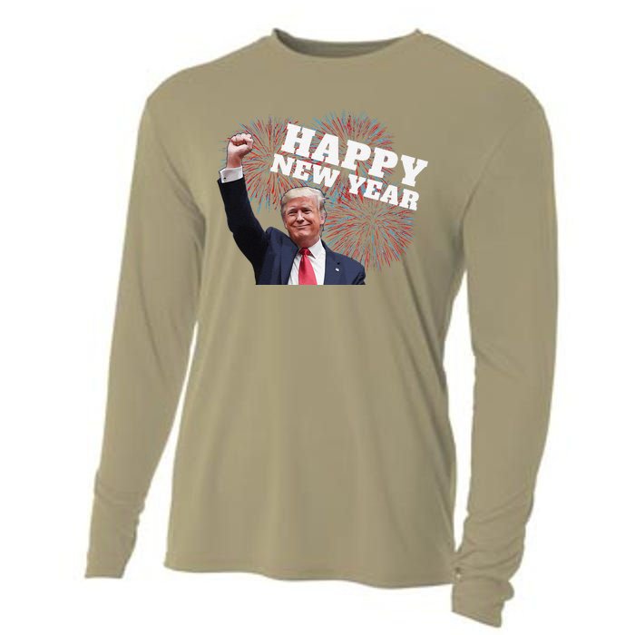 Sarcastic Trump Happy New Year 2025 Fireworks Director White Cooling Performance Long Sleeve Crew