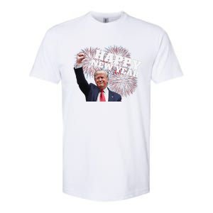 Sarcastic Trump Happy New Year 2025 Fireworks Director White Softstyle CVC T-Shirt