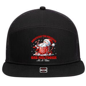 Surviving The Holidays One Meltdown 7 Panel Mesh Trucker Snapback Hat