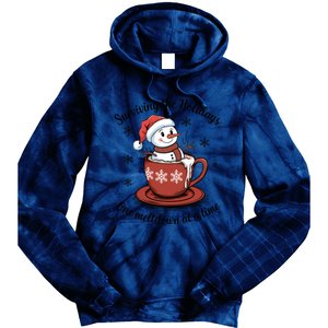 Surviving The Holidays One Meltdown At A Time Christmas Snowman Hot Cocoa Tie Dye Hoodie