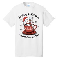 Surviving The Holidays One Meltdown At A Time Christmas Snowman Hot Cocoa Tall T-Shirt