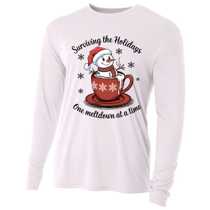 Surviving The Holidays One Meltdown At A Time Christmas Snowman Hot Cocoa Cooling Performance Long Sleeve Crew