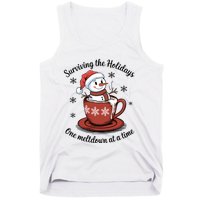 Surviving The Holidays One Meltdown At A Time Christmas Snowman Hot Cocoa Tank Top