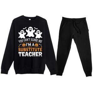 Substitute Teacher Halloween Costume Spooky Scary Teacher Gift Premium Crewneck Sweatsuit Set