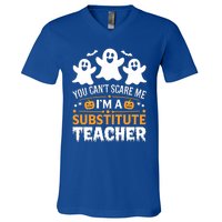 Substitute Teacher Halloween Costume Spooky Scary Teacher Gift V-Neck T-Shirt