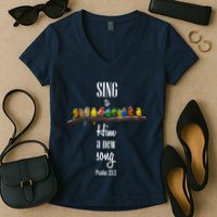 Sing To Him A New Song Psalms 33 3 Women's V-Neck T-Shirt