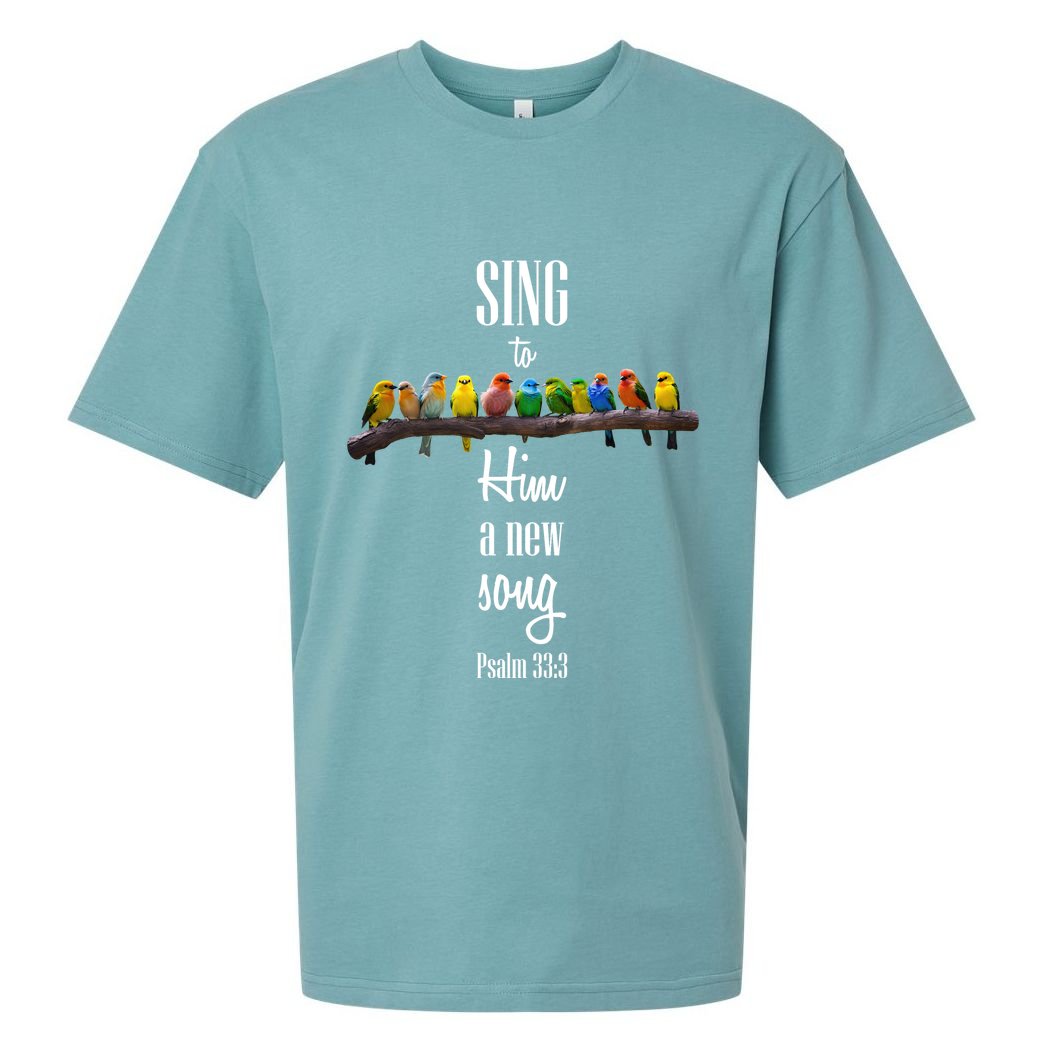 Sing To Him A New Song Psalms 33 3 Sueded Cloud Jersey T-Shirt