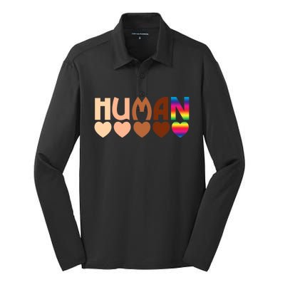 Solidarity Tolerance Hu Heart Equality Blm Pride Great Gift Silk Touch Performance Long Sleeve Polo