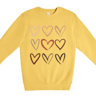 Skin Tone Hearts Be Kind Melanin Black History Gift Premium Crewneck Sweatshirt