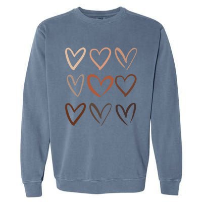 Skin Tone Hearts Be Kind Melanin Black History Gift Garment-Dyed Sweatshirt