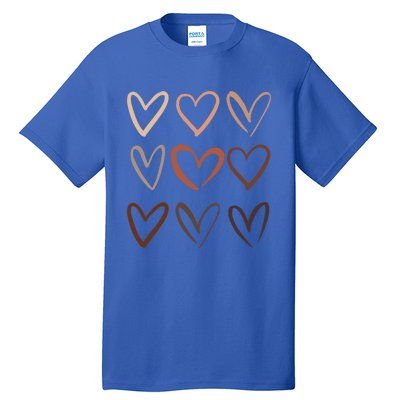 Skin Tone Hearts Be Kind Melanin Black History Gift Tall T-Shirt