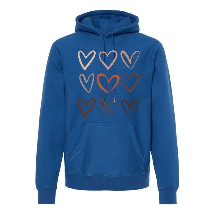 Skin Tone Hearts Be Kind Melanin Black History Gift Premium Hoodie