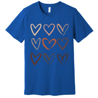 Skin Tone Hearts Be Kind Melanin Black History Gift Premium T-Shirt