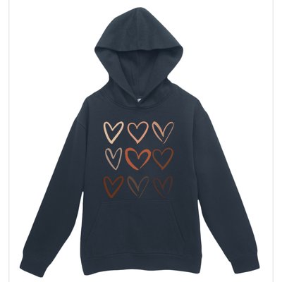 Skin Tone Hearts Be Kind Melanin Black History Gift Urban Pullover Hoodie