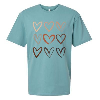 Skin Tone Hearts Be Kind Melanin Black History Gift Sueded Cloud Jersey T-Shirt