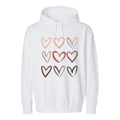 Skin Tone Hearts Be Kind Melanin Black History Gift Garment-Dyed Fleece Hoodie