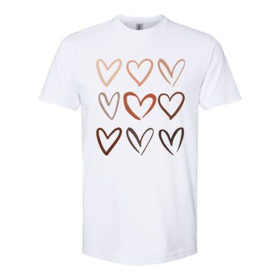 Skin Tone Hearts Be Kind Melanin Black History Gift Softstyle CVC T-Shirt