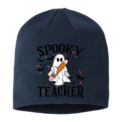 Spooky Teacher Halloween Funny Ghost Sustainable Beanie