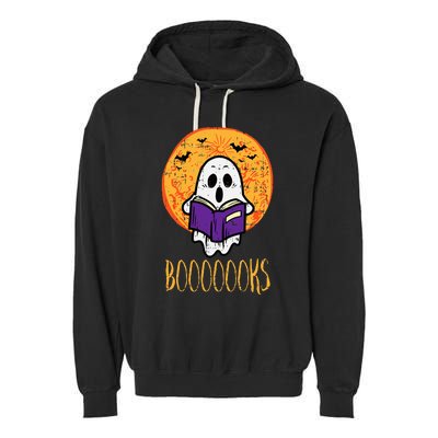 Spooky Tales Haunted Moon Ghosts and Halloween Reads Garment-Dyed Fleece Hoodie