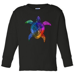 Sea Turtle Hawaiian Tribal Pattern Scuba Diving Diver Toddler Long Sleeve Shirt