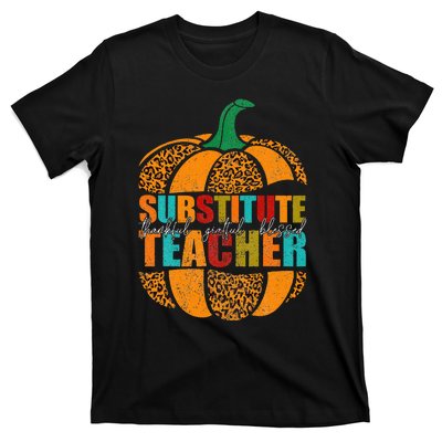 Substitute Teacher Halloween Thankful Grateful Pumpkin T-Shirt