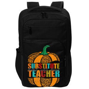 Substitute Teacher Halloween Thankful Grateful Pumpkin Impact Tech Backpack