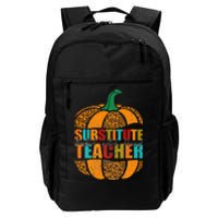 Substitute Teacher Halloween Thankful Grateful Pumpkin Daily Commute Backpack