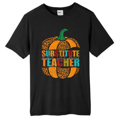 Substitute Teacher Halloween Thankful Grateful Pumpkin Tall Fusion ChromaSoft Performance T-Shirt