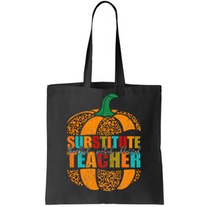 Substitute Teacher Halloween Thankful Grateful Pumpkin Tote Bag