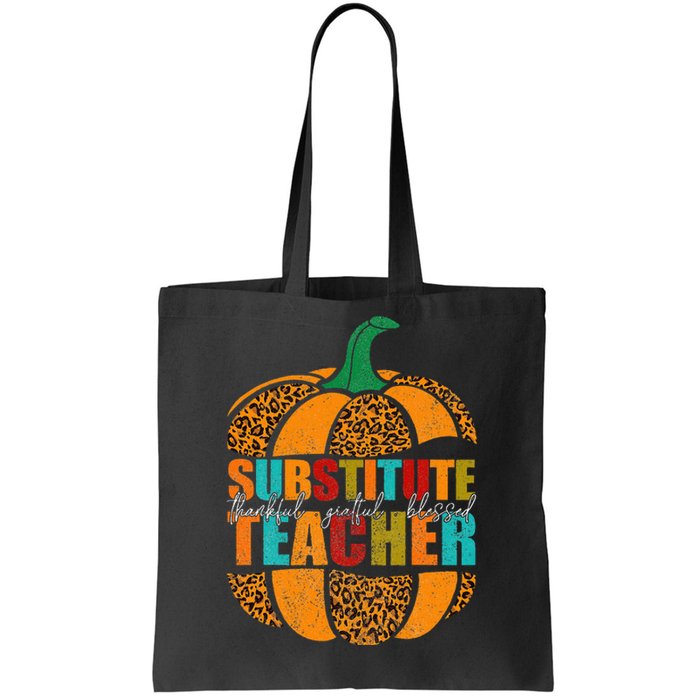 Substitute Teacher Halloween Thankful Grateful Pumpkin Tote Bag