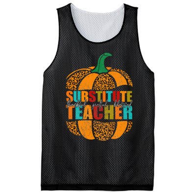 Substitute Teacher Halloween Thankful Grateful Pumpkin Mesh Reversible Basketball Jersey Tank