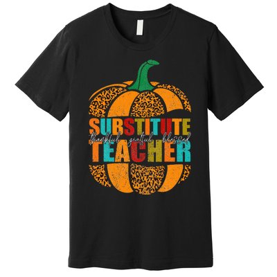 Substitute Teacher Halloween Thankful Grateful Pumpkin Premium T-Shirt