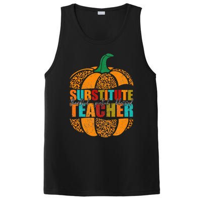 Substitute Teacher Halloween Thankful Grateful Pumpkin PosiCharge Competitor Tank