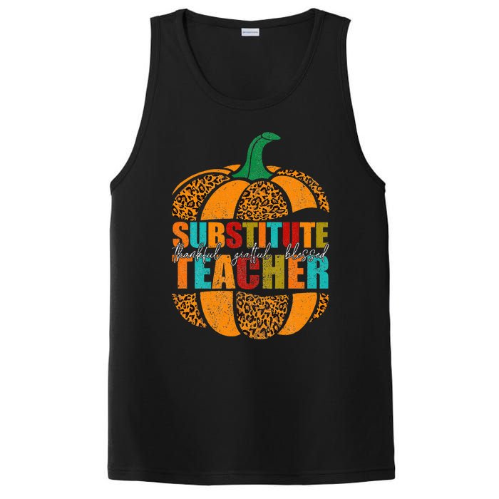 Substitute Teacher Halloween Thankful Grateful Pumpkin PosiCharge Competitor Tank