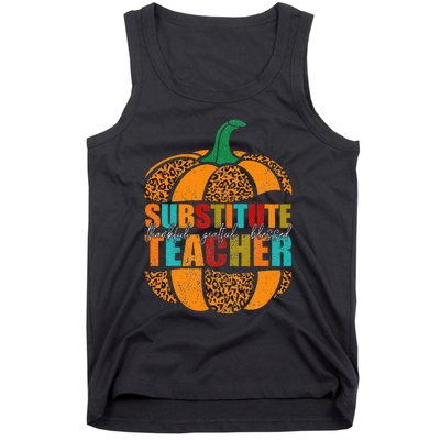 Substitute Teacher Halloween Thankful Grateful Pumpkin Tank Top