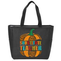 Substitute Teacher Halloween Thankful Grateful Pumpkin Zip Tote Bag