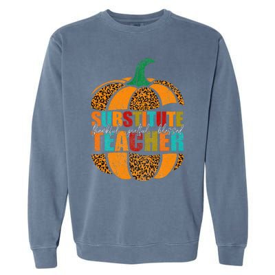 Substitute Teacher Halloween Thankful Grateful Pumpkin Garment-Dyed Sweatshirt