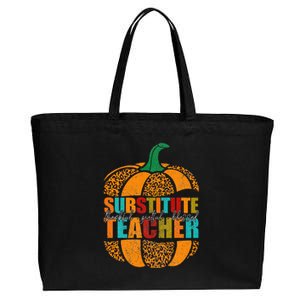 Substitute Teacher Halloween Thankful Grateful Pumpkin Cotton Canvas Jumbo Tote