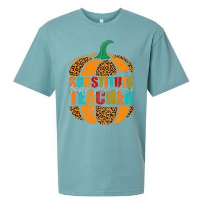 Substitute Teacher Halloween Thankful Grateful Pumpkin Sueded Cloud Jersey T-Shirt