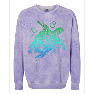 Sea Turtle Hawaiian Honu Long Colorblast Crewneck Sweatshirt