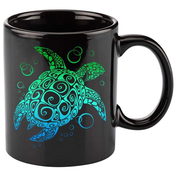 Sea Turtle Hawaiian Honu Long 11oz C Handle Ceramic Mug