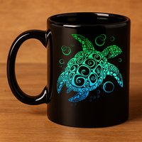 Sea Turtle Hawaiian Honu Long 11oz C Handle Ceramic Mug